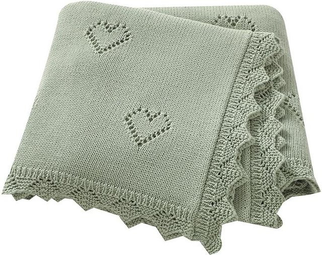 MARKET-1 Babydecke aus gestrickter Baumwolle für Neugeborene und Säuglinge, Grün, B/T: 90 x 70 cm - Bild 1