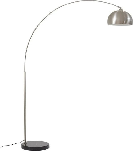 Lindby Stehlampe Hernando Bogenleuchte Modern in Alu-Grau mit Marmorfuss E27 H: 230 cm, B: 161 cm, T: 38 cm - Bild 1