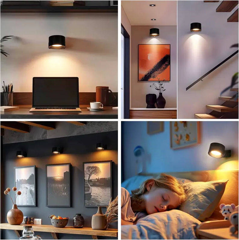 Dimmbare LED Wandleuchten mit Fernbedienung, Wiederaufladbare Magnetische Nachtlampe mit 3 Farbtemperaturen und 360 Grad Rotation - Bild 5