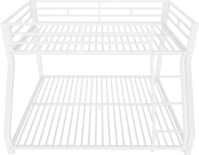 KOMHTOM Etagenbett aus Metall mit Schutzgitter und Stufe, Weiß, B/T/H: 230 x 200 x 144,5 cm (obere Liegefläche: 90 x 200 cm, untere Liegefläche: 140 x 200 cm) - Bild 1