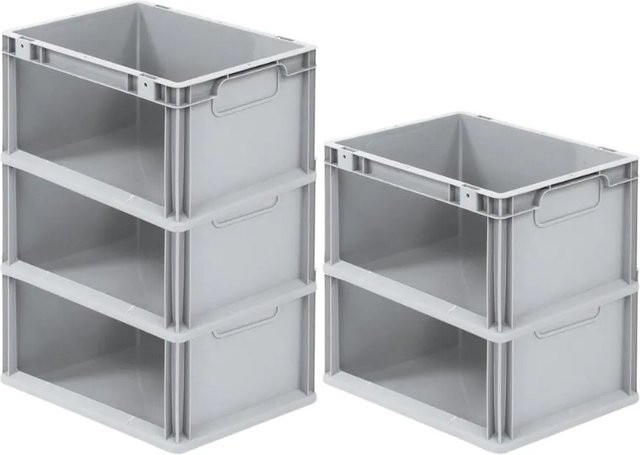 PROREGAL SparSet 5x Eurobox NextGen Store Transportboxen Grau H x B x T: 22 x 30 x 40 cm, 20 Liter, Seite offen - Bild 1