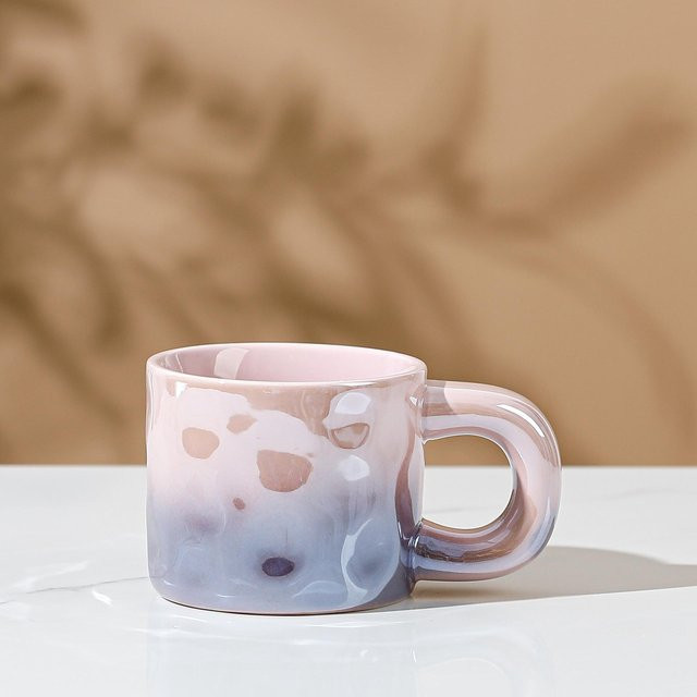 Yiran Furniture Keramiktasse mit irisierendem Farbverlauf und gehämmertem Muster, Mehrfarbig, 300 ml - Bild 1