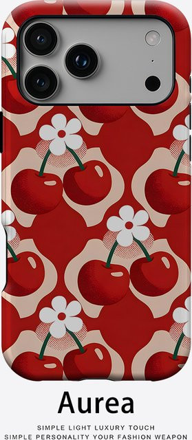 Aurea Case Matte Bumper MagSafe kompatible iPhone Hülle mit rotem Kirschblüten-Design - Bild 1