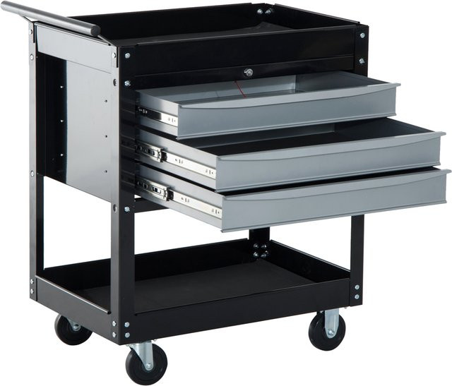 HOMCOM Professioneller Werkstattwagen aus Stahlblech, Schwarz, B/T/H: 68 x 46 x 88 cm - Bild 1