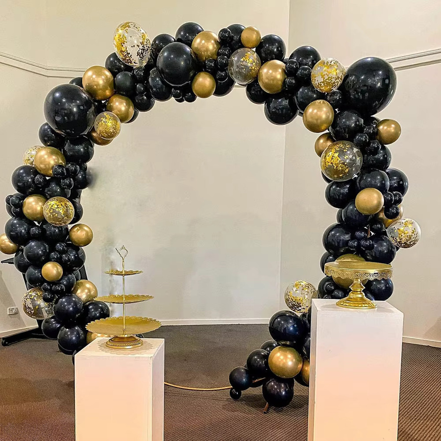 Surpsea Ballon-Girlandenbogen-Set in Schwarz und Gold mit metallischen Konfetti-Luftballons für Hochzeit, Geburtstag und Party-Dekoration - Bild 2
