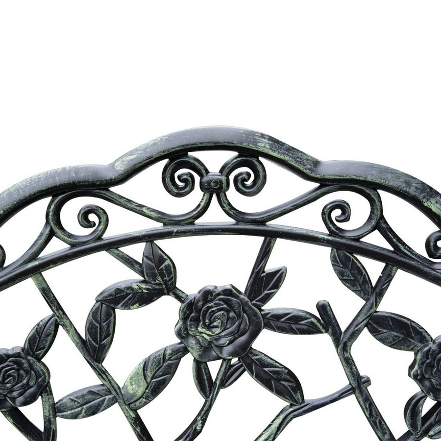 Outsunny Gartenbank 2-Sitzer aus Gussaluminium und Gusseisen mit Blumenmuster in Grün Antik, B/H/T: 100 x 78 x 54 cm - Bild 3