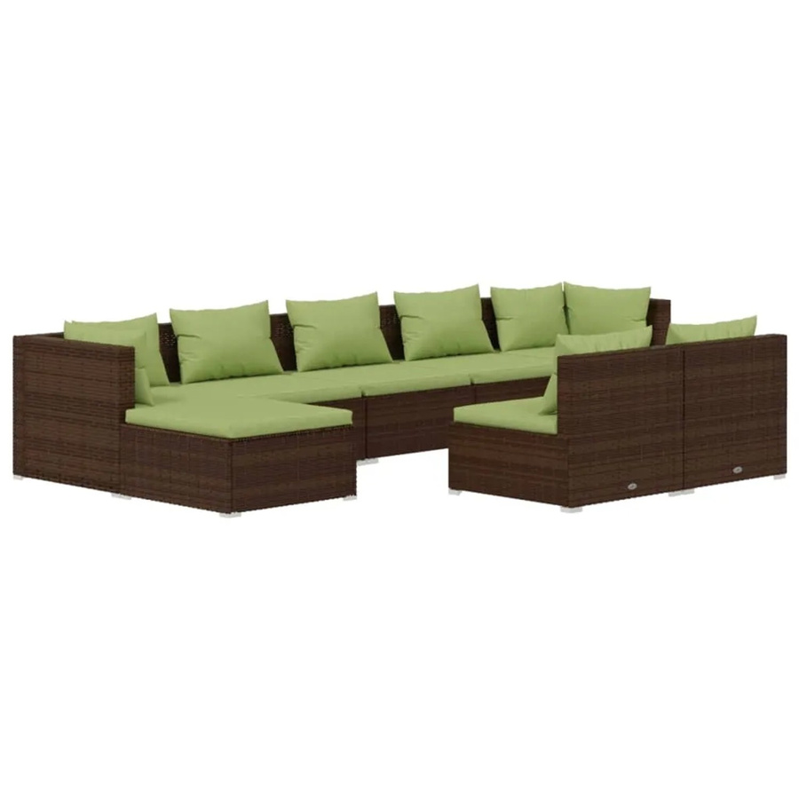 vidaXL 9-tlg Garten-Lounge-Set Modell 5 aus braunem Poly-Rattan mit Kissen - Bild 2