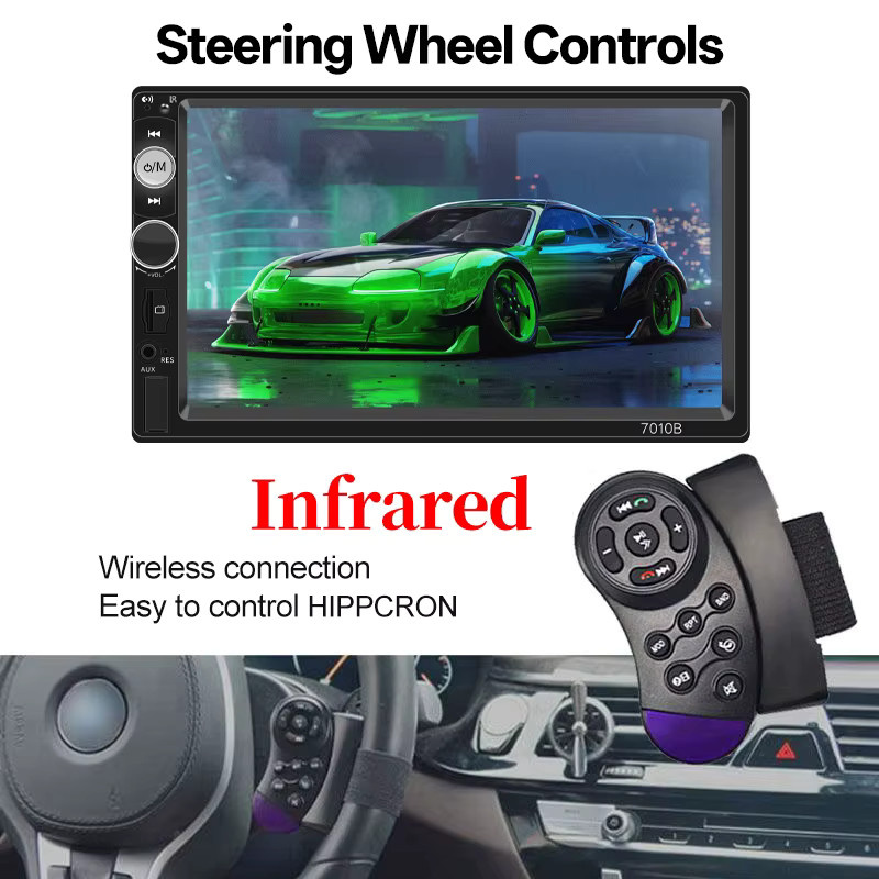 HIPPCRON 7 Zoll Autoradio MP5 mit Bluetooth, Multimedia-Videoplayer, FM-Empfänger, USB-A, TF und AUX in Schwarz - Bild 5