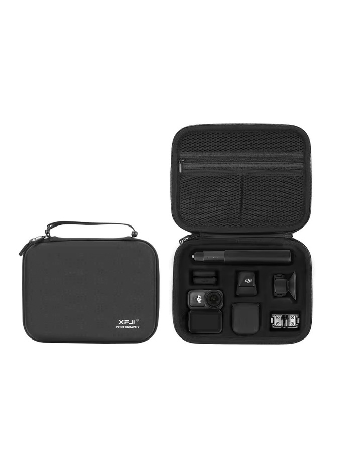 XFJI Tragetasche aus PU-Leder für DJI Osmo Nano Combo, schwarze Umhängetasche und Organizer-Reisetasche - Bild 7