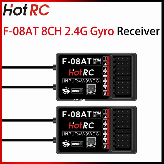 HOTRC F-08AT 8 Kanal Empfänger, 2,4 GHz, mit Spannungsrückführung und Gyro - Bild 1
