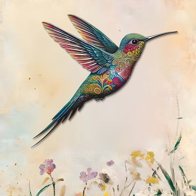 DDPNKL Kolibri-Wandkunst aus Metall in Mehrfarbig für Landhausstil und Dekoration - Bild 1