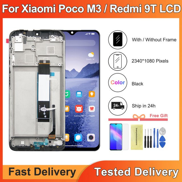 Xiaomi Redmi 9T LCD-Display Touchscreen-Digitizer mit Rahmen in Schwarz, 6,53 Zoll Bildschirm-Reparaturset - Bild 1