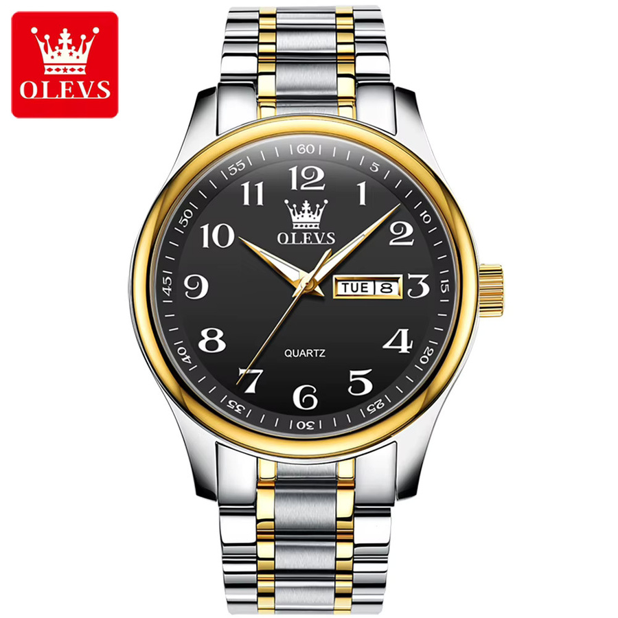 OLEVS Armbanduhr Quarz, Edelstahl, Silber, Schwarz, Herren - Bild 6