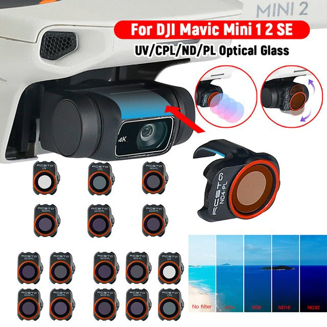 DJI Mini Filter-Set für Mavic Mini 1 und Mini 2 SE, UV/CPL/ND/PL Objektivfilter-Set in Schwarz - Bild 1