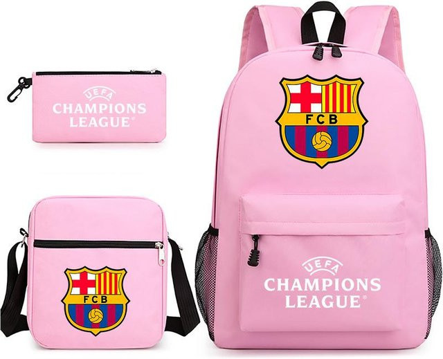 3-teiliges Schulrucksack-Set in Pink aus Oxford-Stoff mit großem Fassungsvermögen inklusive Federmäppchen und Schultergurt - Bild 1
