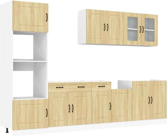 vidaXL Küchenschrank-Set Kalmar, 7-teiliges Set aus Holzwerkstoff und Glas, Sonoma Eiche, Braun - Bild 1