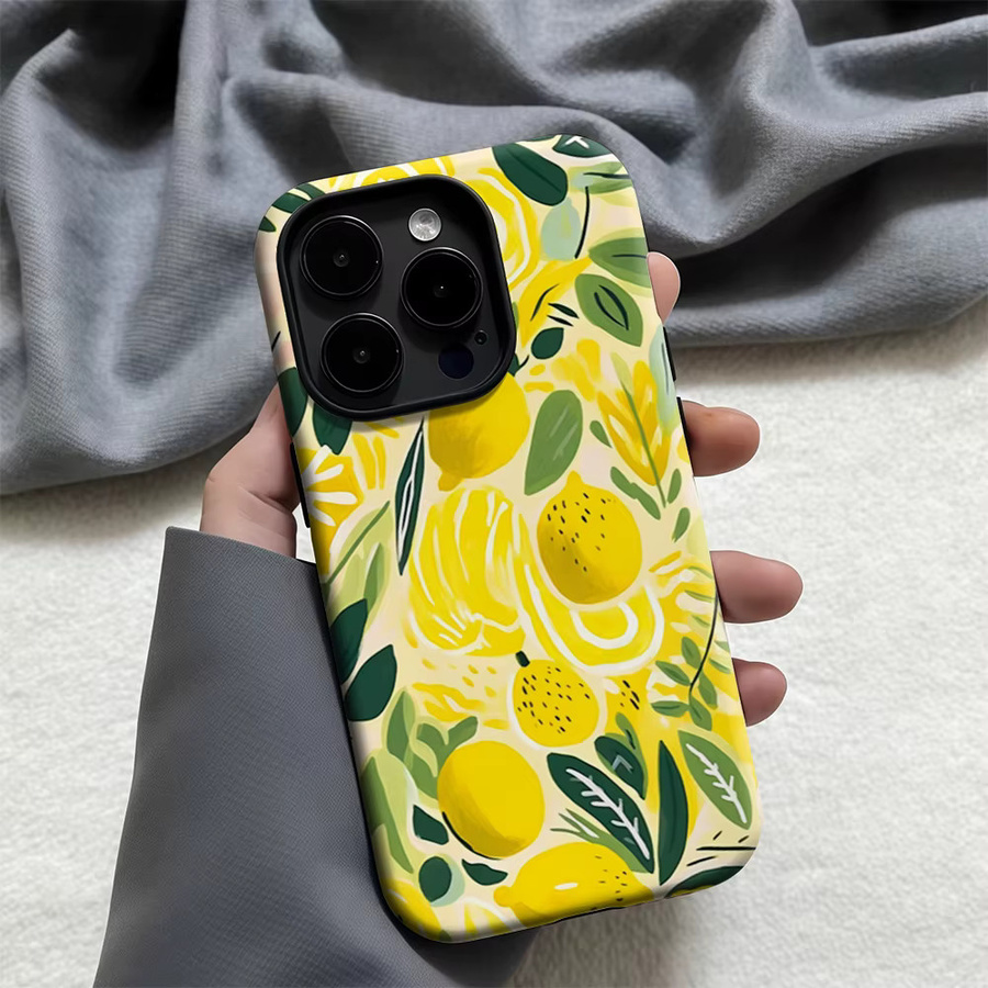 Lemon Brush Rush Handyhülle für iPhone 17 16 15 14 13 12 11 Pro Max Plus von Potdemiel in Gelb mit doppelschichtiger Rückseite - Bild 3