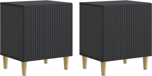 vidaXL Nachttisch Set 2 Stück Schwarz aus Holzwerkstoff im Vintage-Design B/T/H: 43 x 34,5 x 50 cm - Bild 1