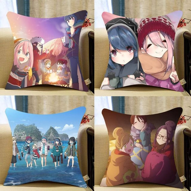 Yuru Camp Anime Kissenbezug für deine Wohnzimmerdekoration, Mehrfarbig, 40 x 40 cm - Bild 1