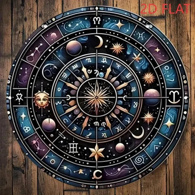 HELLOYOUNG Astrologie Wandkunst aus Metall mit keltischem Knoten, Runde Sternzeichen Wanddekoration in Multicolour, Durchmesser: 20 cm - Bild 1