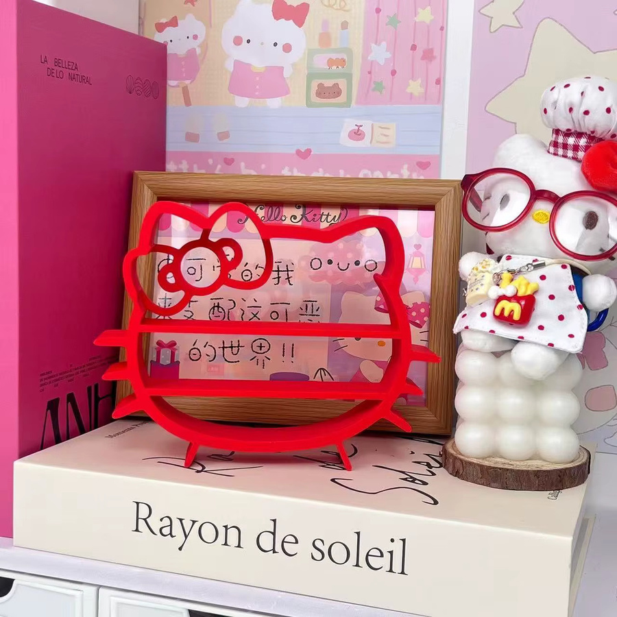 Keeppley Hello Kitty 3D-gedrucktes Aufbewahrungsregal in Pink und Rot als Vitrine und Miniatur-Deko-Geschenk - Bild 3
