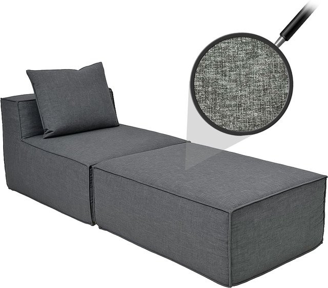 MCW Chaiselongue Ottomane Recamiere für Sofa MCW-O54 aus Stoff in Dunkelgrau, B/T/H: 63 x 75 x 194 cm - Bild 1