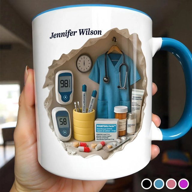 Personalisierter Keramikbecher Light Magic in Schwarz-Weiß als Geschenk für medizinisches Personal zum Internationalen Tag der Krankenpfleger - Bild 1