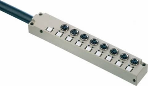 Weidmüller SAI-4-F 3P M8L Sensor/Aktorbox passiv, M8-Verteiler mit Metallgewinde, Grau - Bild 1