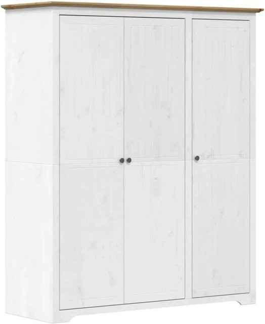 vidaXL Kleiderschrank BODO aus massivem Kiefernholz in Weiß und Braun, B/T/H: 151,5 x 52 x 176,5 cm - Bild 1