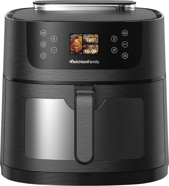 Melchioni Heißluftfritteuse mit AI Dampf-Funktion, 8L, 1800W, 24 Programme, Digital Display, Schwarz - Bild 1