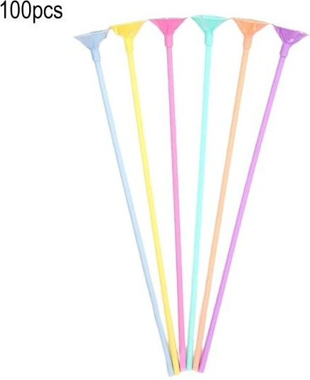 100 Stück Ballonhalterstäbe aus Kunststoff von yuwenyuer in transparent und multicolour zum Binden von Ballonbögen für Geburtstage, Hochzeiten und Jubiläen - Bild 1