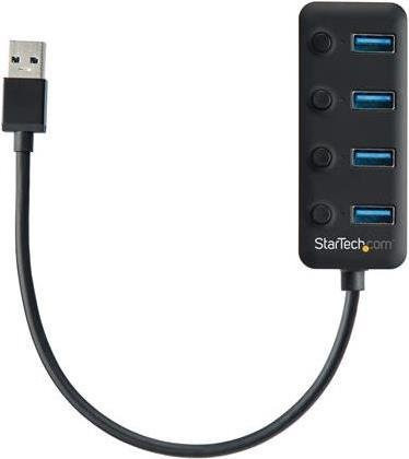 StarTech.com 4-Port USB 3.0 Hub mit individuellen Ein/Aus-Schaltern, 4x USB-A, Schwarz - Bild 1