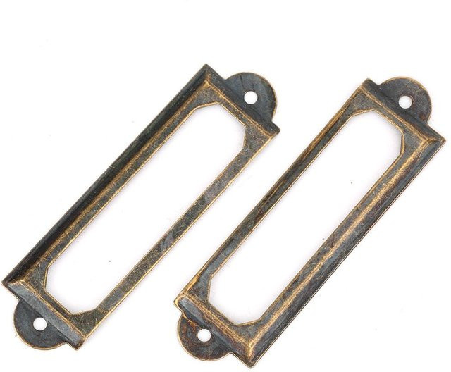 KaiSai 20er Set Retro Schubladenbeschriftung aus Metall in Grün und Bronze-Grau zur individuellen Kennzeichnung von Regalen und Schubladen - Bild 1