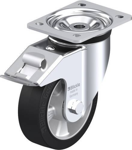 Blickle Lenkrolle LK-ALEV 150K-FI mit Feststeller, Rad-Durchmesser: 150 mm, Tragfähigkeit: 400 kg, Farbe: Silber/Schwarz - Bild 1