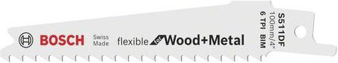 Bosch Säbelsägeblatt S 511 DF Bimetal für Holz, Metall und Kunststoff, Silber, 5er-Pack - Bild 1