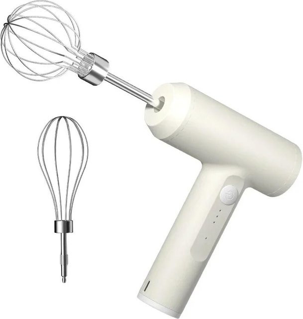Kabelloser elektrischer Handmixer Super Six, USB-wiederaufladbar mit 3 Geschwindigkeiten, Eierschläger und Sahne-Mixer in Weiß - Bild 1