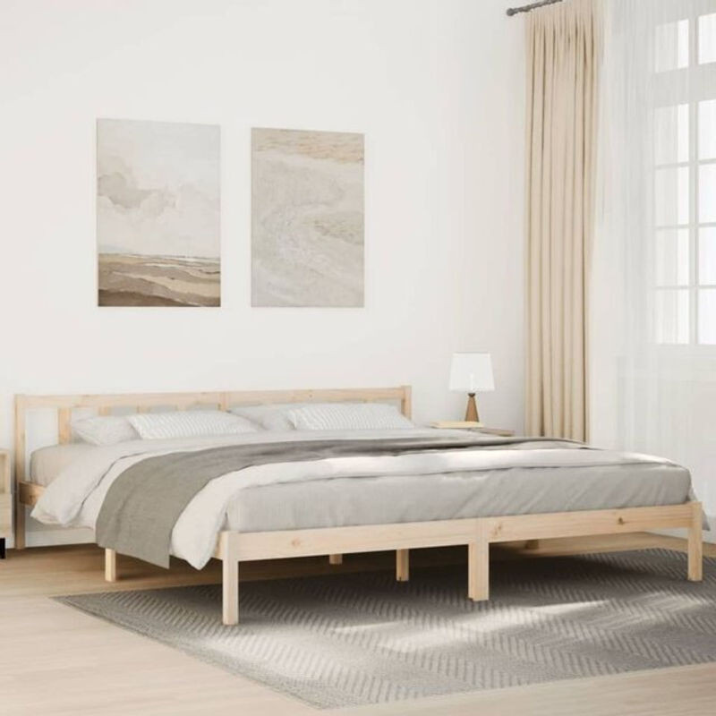 Massivholzbett Vidaxl aus Kiefer in Braun im Landhaus- und Skandinavischen Stil, B/T/H: 180 x 210 x 69,5 cm - Bild 1
