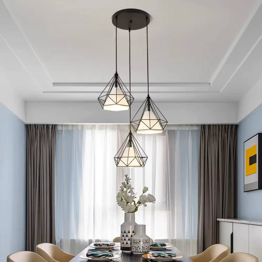 JOYINLED Moderne Loft Kronleuchter Dekoration aus Metall in Schwarz und Weiß für Wohnzimmer, Küche, Schlafzimmer oder Esszimmer, Durchmesser: 25 cm - Bild 3