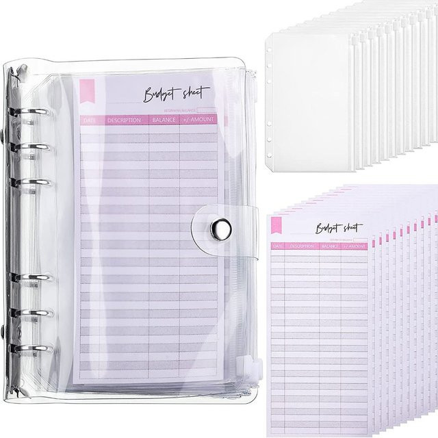 A6 Budget-Organizer aus PU-Leder mit Ringbuch-System und transparenten Reißverschluss-Taschen für dein Budget-Planer-Set - Bild 1
