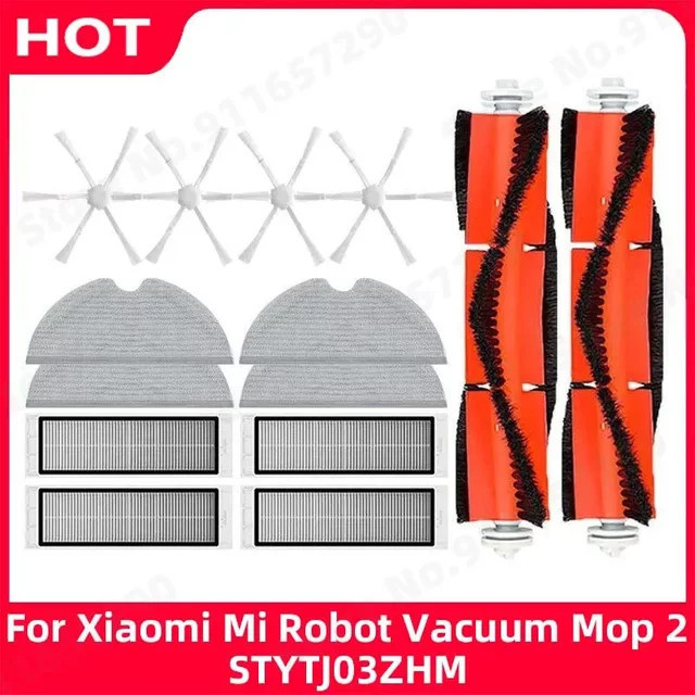 QIXIAO Ersatzteil-Set für Xiaomi Mi Roboter Staubsauger 2 STYTJ03ZHM mit Filter, Mopp-Tuch und Seitenbürsten - Bild 1