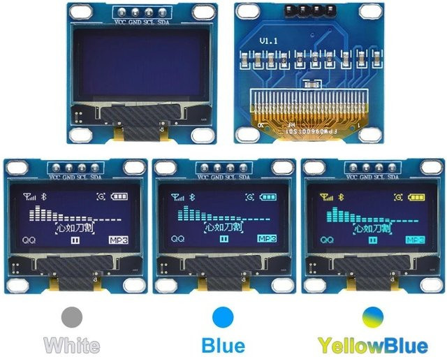 OLED-Display-Modul 0,96 Zoll mit I2C IIC 128 x 64 SS - D - 1306 für Arduino ESP32 ESP8266 in Blau/Gelb-Weiß - Bild 1