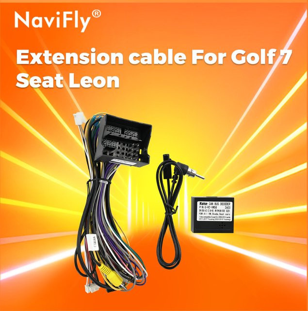 Navifly Android Stereo Autoradio Canbus Verlängerungskabel für Volkswagen VW Passat B8 Arteon Golf 7 R VII MK7 Tiguan L Touran L und Seat Leon in Schwarz - Bild 1
