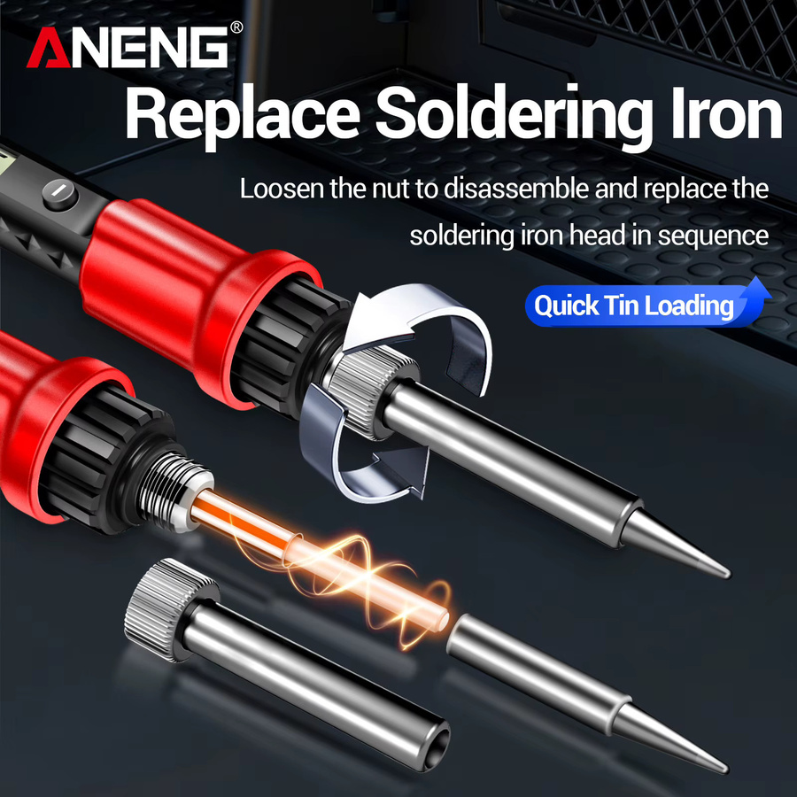 ANENG SL105 Digitaler Lötkolben mit 60W Leistung und einstellbarer Temperatur 180 bis 520 Grad Celsius in Rot - Bild 2