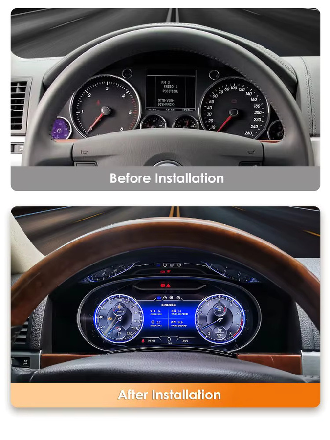 Hizpo Digitales Auto-Instrumentencluster 12,3 Zoll für Volkswagen Touareg 2003 - 2010 LCD-Armaturenbrett mit Carplay und Android Auto in Schwarz - Bild 6