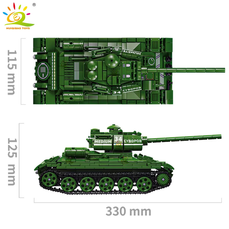 HUIQIBAO Militär T-34 Panzer Bausteine-Set für Kinder als Konstruktionsspielzeug aus Kunststoff - Bild 4