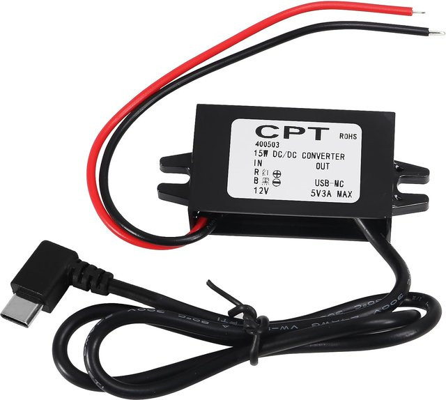 AOKIN Gleichstrom-Abwärtswandlermodul mit USB-C-Schnittstelle, 12V bis 5V, 3A, 15W, Schwarz - Bild 1