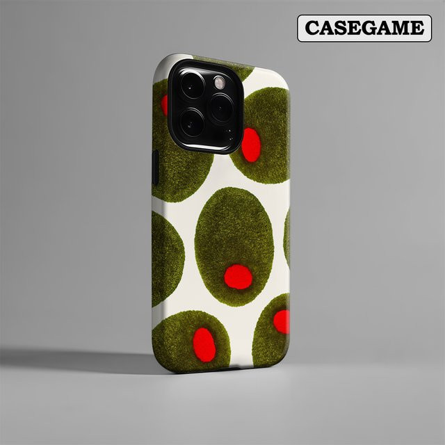 Potdemiel Olive Dot Handyhülle für iPhone 17 16 15 14 13 12 Pro Max Plus mit doppelschichtiger Rückseite in Grün Multicolour - Bild 1
