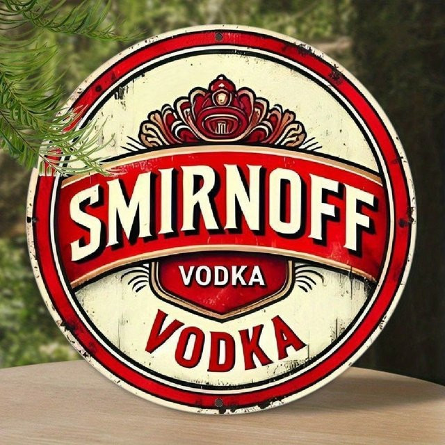 CIFBUY Smirnoff Vodka Retro Metall-Wanddekoration, quadratisches Blechschild, B/H: 20,32 x 20,32 cm, Mehrfarbig - Bild 1