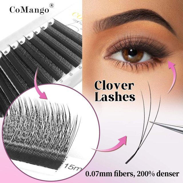 CoMango W-förmige 3D-Spark-Clover-Wimpern Mix&Single 8-12/8-15 - Bild 1