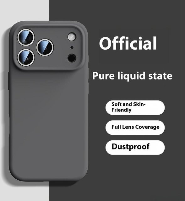 Stoßfeste Flüssigsilikon Handyhülle für Apple iPhone 17 16 15 14 13 Pro Max in Schwarz - Bild 1